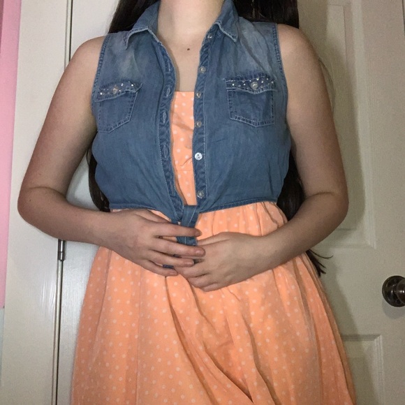 🛍 Retro dress with attached jean vest - Picture 12 of 12